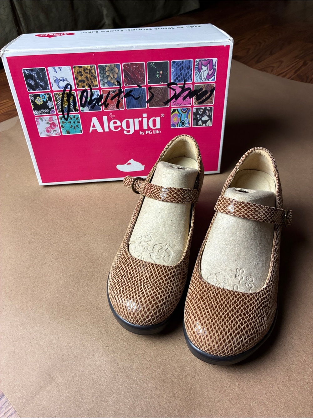 Alegria by PG Lite Harper Tan Glossy Snake Size 37 NIB